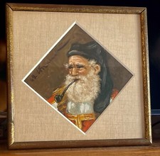 Vecchio Quadretto Dipinto Uomo Sardo Costume di Desulo 1960 Nuoro Sardegna 900