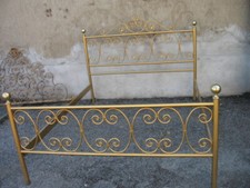 LETTO FERRO A RICCIOLI QUASI MATRIMONIALE - DORATO A PORPORINA - POMOLI OTTONE
