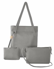 Set Tre Borse Donna,Borsa Shopper Pouchette Organizer Con Cerniera in Eco pelle