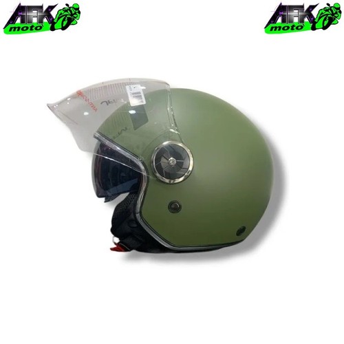 Casco jet verde opaco - jet, con