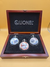 Set di 3 orologi da tasca Lionel Train con cassa, cometa blu Norfolk Hiawatha. 