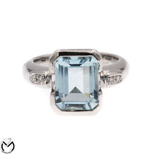 Anello in oro bianco 18 Kt 750 acquamarina 3 ct diamanti 0,04 ct -236/VE-