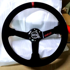 Volante da corsa 350 mm scamosciato piatto profondo SPC adatto MOMO OMP Boss kit striscia rossa