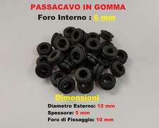 Passacavo in gomma anello gommino da incasso pannello diametro 6mm 5 Pezzi