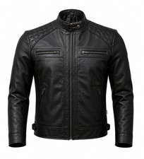 Giacca biker uomo pelle nera