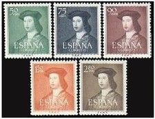 Spagna 787-791, MNH. Mi 1003-1007. Ferdinando il Cattolico, 500° nascita Ann. 1951.