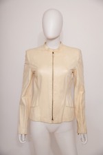 Alexander McQueen giacca pelle di vitello panna vintage primi anni 2000 taglia 44