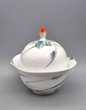 Scatola con coperchio porcellana Meissen bomboniera, gioco d'onde rilievo decorazione flora di bosco