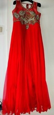 VESTITO DONNA LUNGO ELEGANTE ROSSO TG. 44 CON STOLA ABBINATA