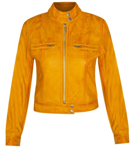 Giacca biker pelle gialla - giacca,