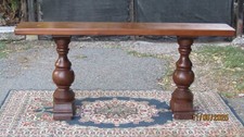 r377 Antico tavolo in legno di acero 2 piedi tornito a balaustra Piemonte XIXSec