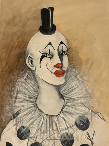 Quadro clown vintage metà - clown,