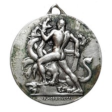 [NC] MEDAGLIA ARMA CARABINIERI REALI 1935 28 mm, argento Op. Morbiducci (nc613c)