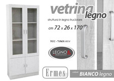 MOBILE VETRINA MODERNA 4 ANTE BIANCA ROVERE SBIANCATO CASA STUDIO 170*72*26 CM