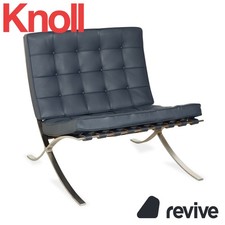 Knoll International Barcelona Chair similpelle nuovo rivestimento poltrona blu petrolio