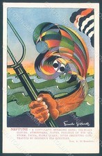 Cartolina Artista Firmata Giorno Fausto Miti Futurismo Nettuno HR2330
