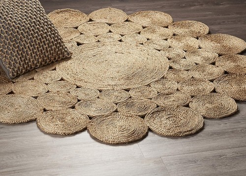 Tappeto rotondo beige juta - , in