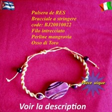 Bracelet perles Mangrove Os taureau fil tressé Cuba Trinidad Pièce unique