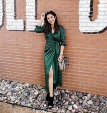 Abito midi Zara verde smeraldo