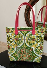  Borsa Tote bag,  realizzata a mano in tessuto stile siciliano sicily