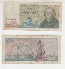 Repubblica: 5.000 / 5000 lire Colombo II tipo (3 Caravelle) 11/04/1973