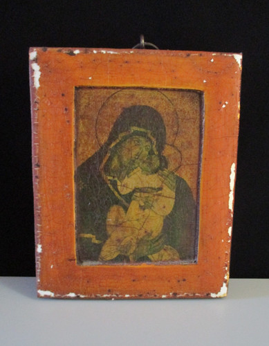 Antica icona legno madre di - antica,