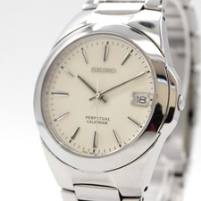 [QUASI NUOVO] SEIKO CALENDARIO PERPETUO 8F32-0130 Argento Qz Uomo dal GIAPPONE A439