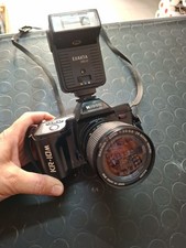 Fotocamera analogica Ricoh KR 10M con zoom 28-80 e flash EXAKTA CBS-21