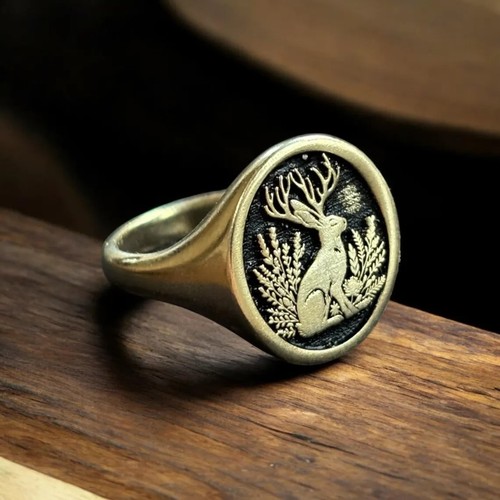 Jackalope rabbit signet ring - rabbit,