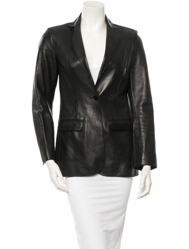 Blazer donna vera pelle nero