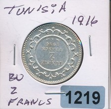 TUNISIA - 2 FRANCS - 1916