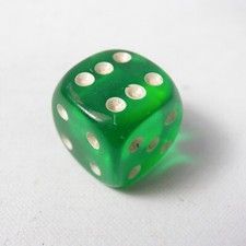 DADO DA GIOCO VINTAGE ANTICO VECCHIO IN BACHELITE VERDE TRASPARENTE GAME DICE