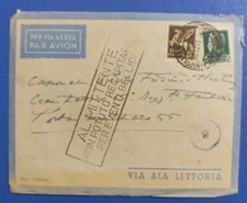 1941 Imperiale c. 25+50 - lettera posta aerea al mittente... per eventi bellici
