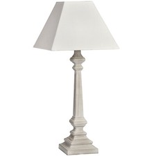 Lampada da letto da tavolo alta 64 cm shabby chic talpa quadrata effetto invecchiato con paralume lino
