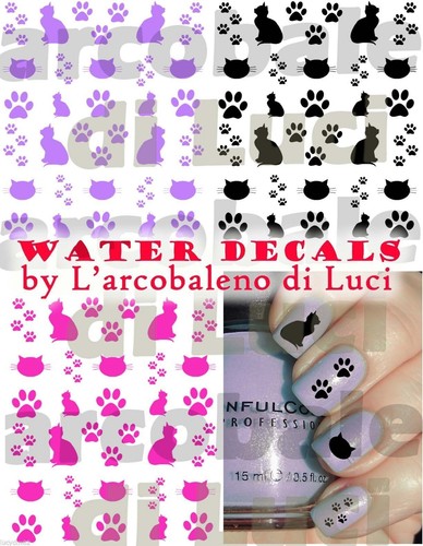 Water decals zampe gatto cat - decals,