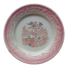 *HH* Antico Piatto Piattino Liberty Vittoriano Ceramica Musso Mondovì Hellerum