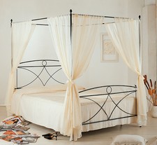 LETTO FERRO BATTUTO ALICE BALDACCHINO MATRIMONIALE BIANCO - NERO
