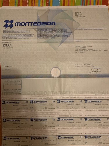Certificato azionario - certificato,
