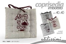Cuscino Sedia Coprisedia Morbidone Imbottito Con Lacci trapuntato COOK 40*40 cm