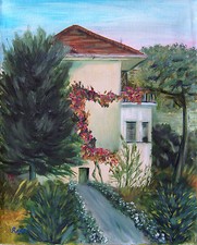 CASA DI CAMPAGNA - quadro olio su tela del 1998 cm 40 x 50  dipinto a mano