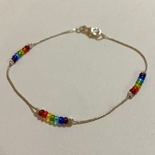 Braccialetto Bracciale Argento 925 Palline Arcobaleno Boho Hippie Casual