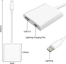 Adattatore da Lightning a USB per fotocamera con porta di ricarica e doppie porte USB3.0, 