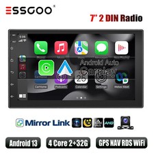 7" Autoradio Carplay Android 14 WIFI Bluetooth GPS NAV 2 DIN USB + Retrocamera