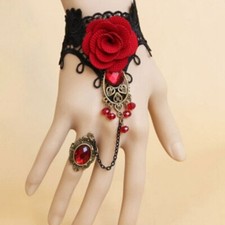 ?️ Bracciale in Pizzo Gotico Steampunk Vampiro Nero | Cosplay & Accessori Noir
