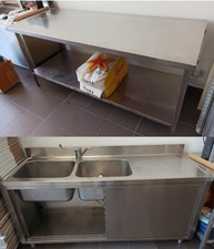 Lavello Professionale acciaio inox 170x60x85 più Tavolo acciaio inox 180x74x85