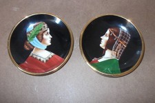 DUE CIOTOLE DECORATIVE BORDO DORATO 11 CM - DIPINTE A MANO RINASCIMENTO B. D'ESTE +PORTINARI