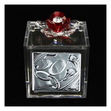 31879-rosso Bomboniere Scatolina Confetti fiore cristallo 50 Anniversario Nozze
