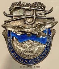 SOCIETÀ ALPINA MONTE GENEROSO CHIASSO 1920 DISTINTIVO LIBERTY SCI ESCURSIONISMO