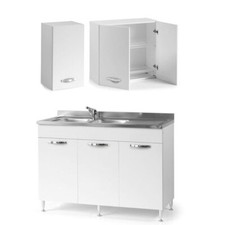Mobile cucina sottolavello 120 cm  scolapiatti con lavello acciaio e miscelatore