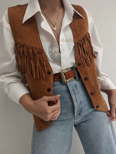 Gilet donna marrone pelle